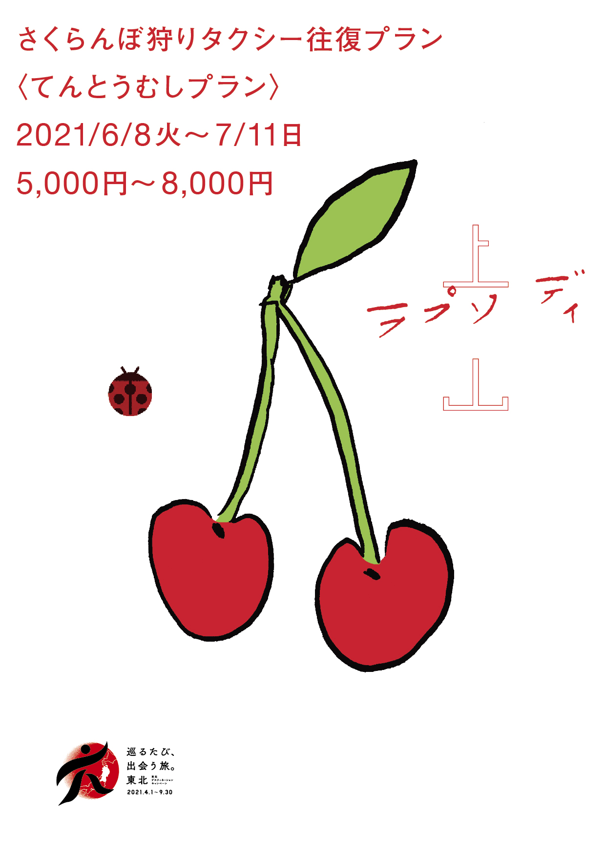 さくらんぼ狩りタクシー往復プラン 〈てんとうむしプラン〉